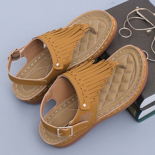 Chic Fringe Wedge Flip-Flops