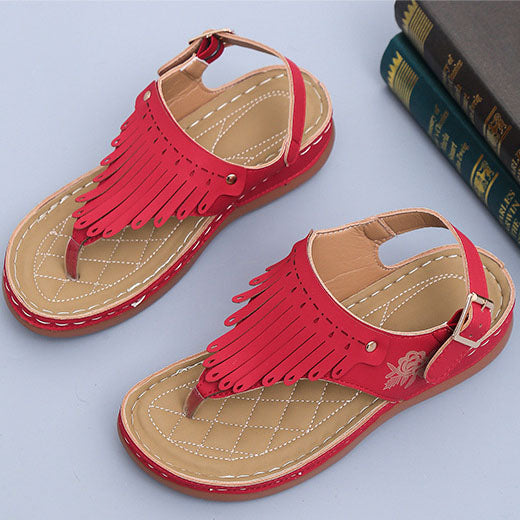 Chic Fringe Wedge Flip-Flops