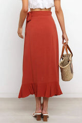 One Piece Tie Irregular Hip Pack Solid Color Skirt