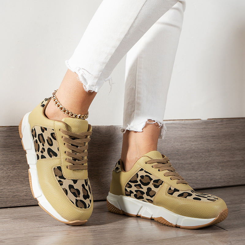 Leopard-patterned Platform PU Sneakers