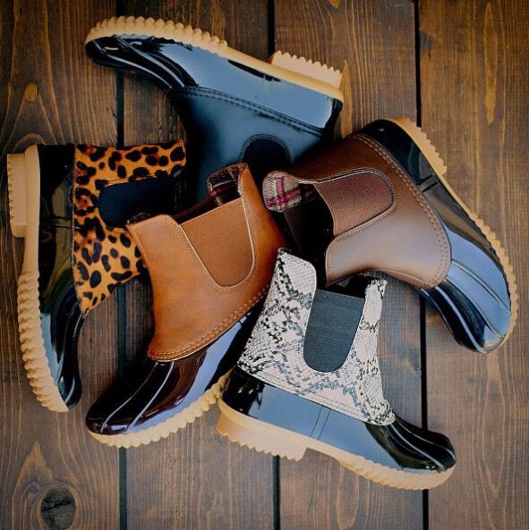 Leopard Printed Waterproof Slip On Ankle Duckboots