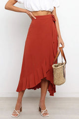 One Piece Tie Irregular Hip Pack Solid Color Skirt