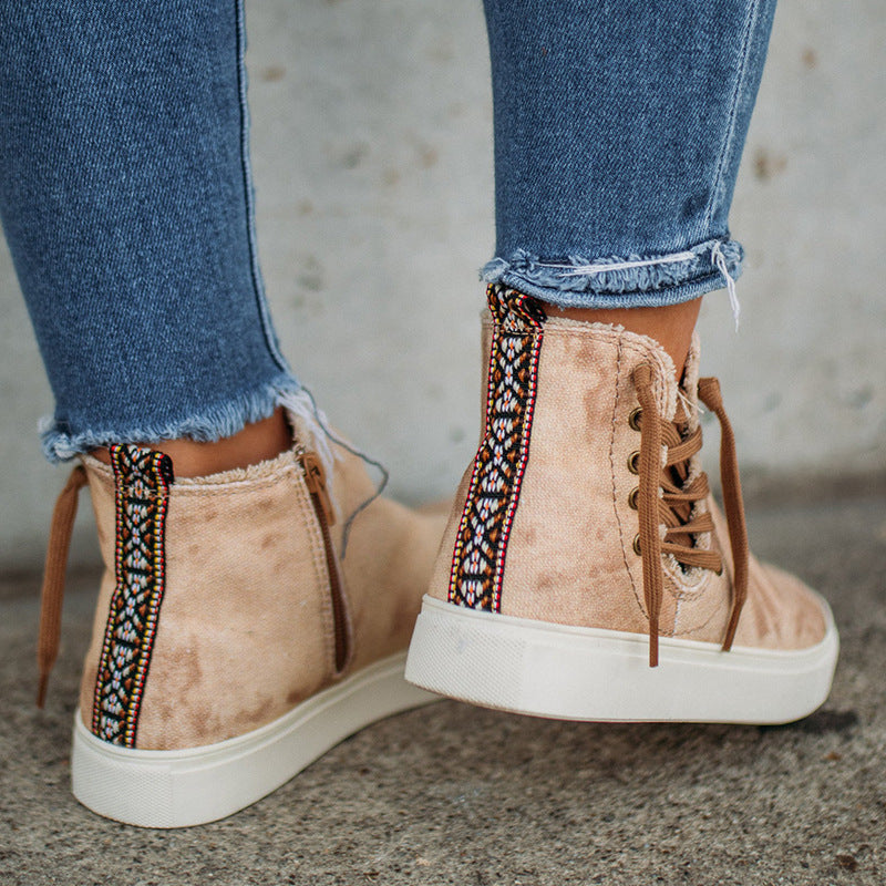 Side tie High top Canvas Shoes