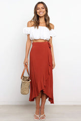 One Piece Tie Irregular Hip Pack Solid Color Skirt