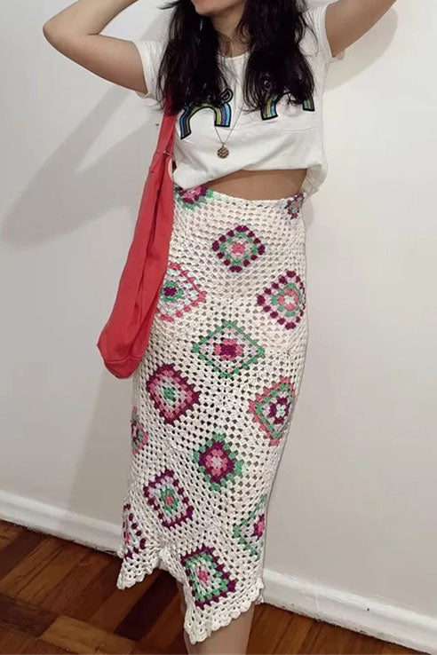 Hand-woven High-waisted tie Bohemian Skirt