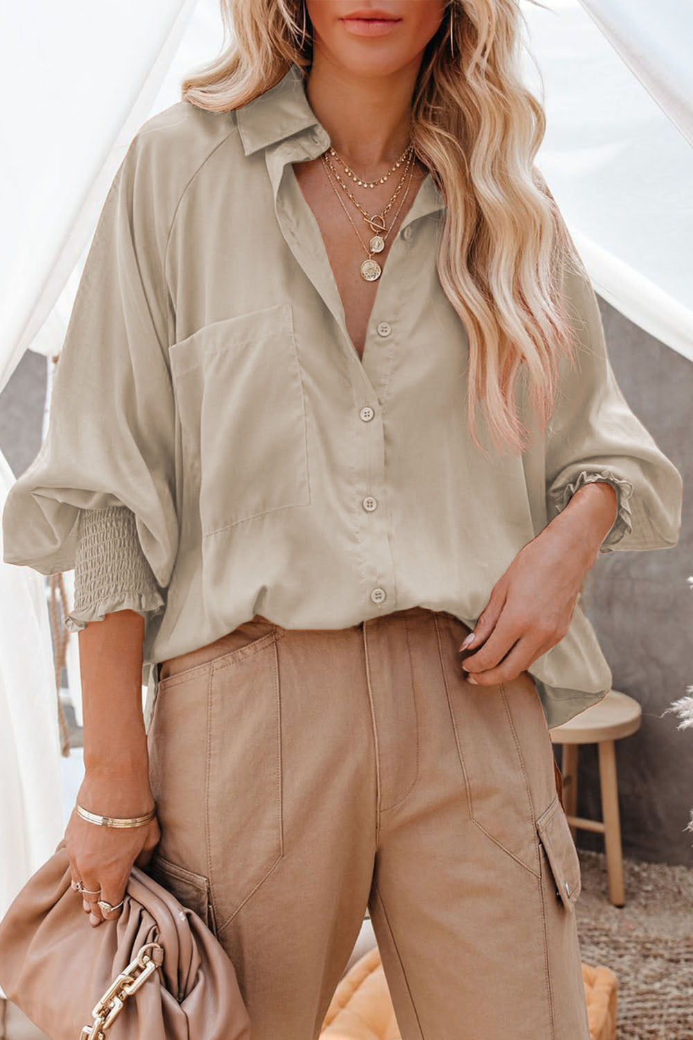 Wind of the Mediterranean Thin Mid-length Shirt Top