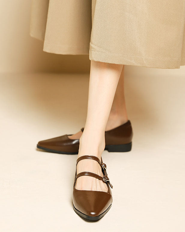 One-line buckle flat Mary Jane shoes