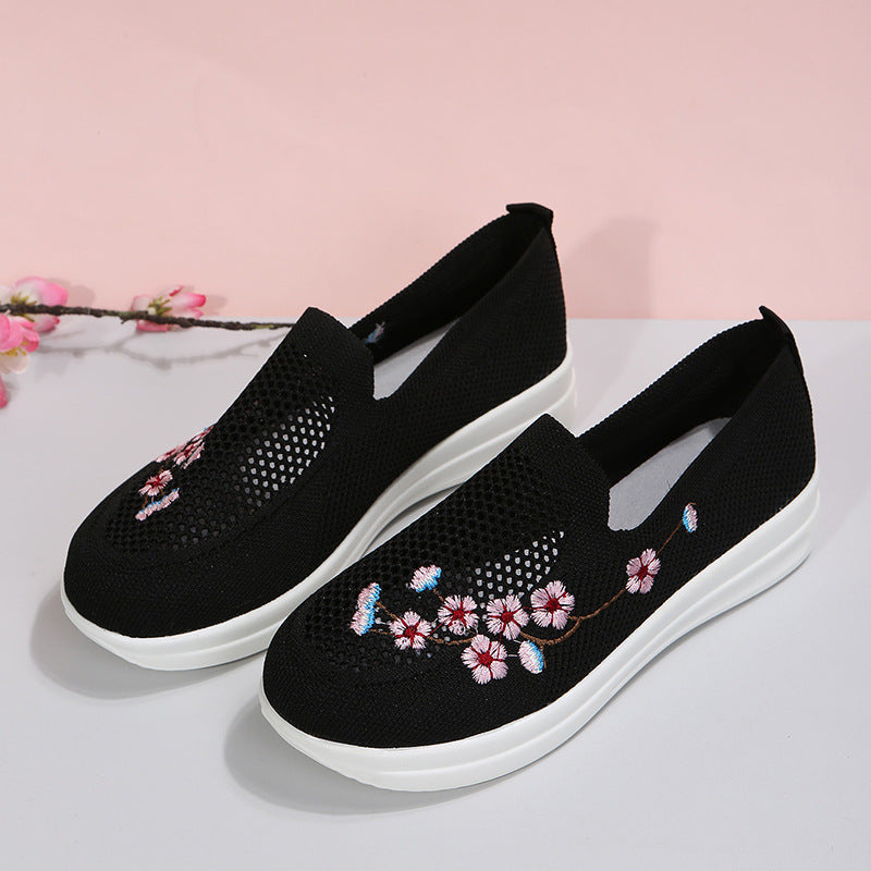 Embroidered Slip-on Flyknit Breathable Loafers