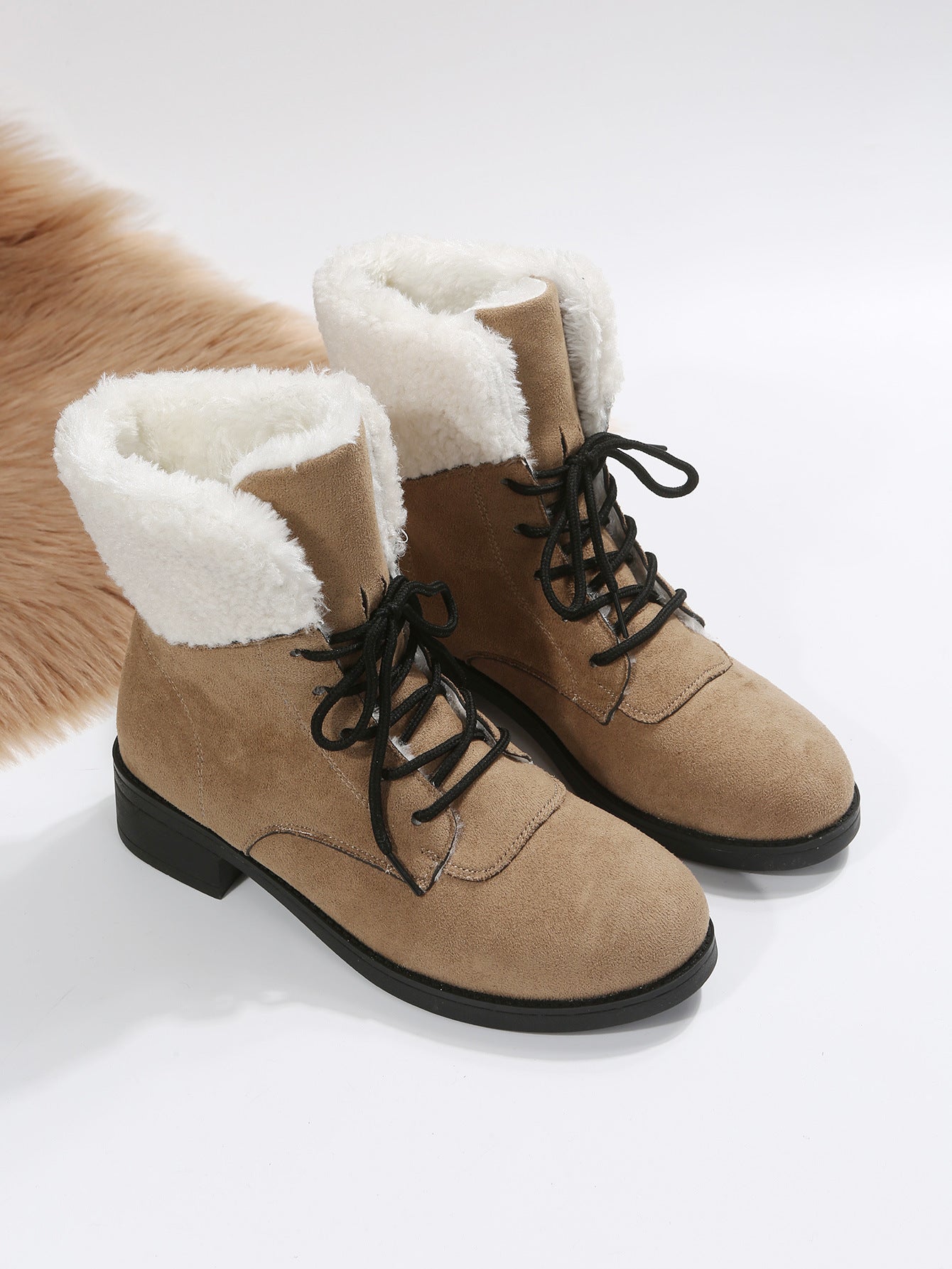 Camel Fleece non-slip Martin boots Snow Booties