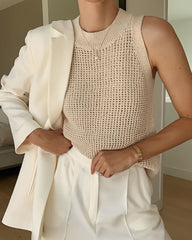 Hollow-out Lightweight Knit Tank Top