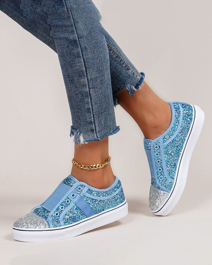 Sequin Colorblock Slip-on Canvas Shoes