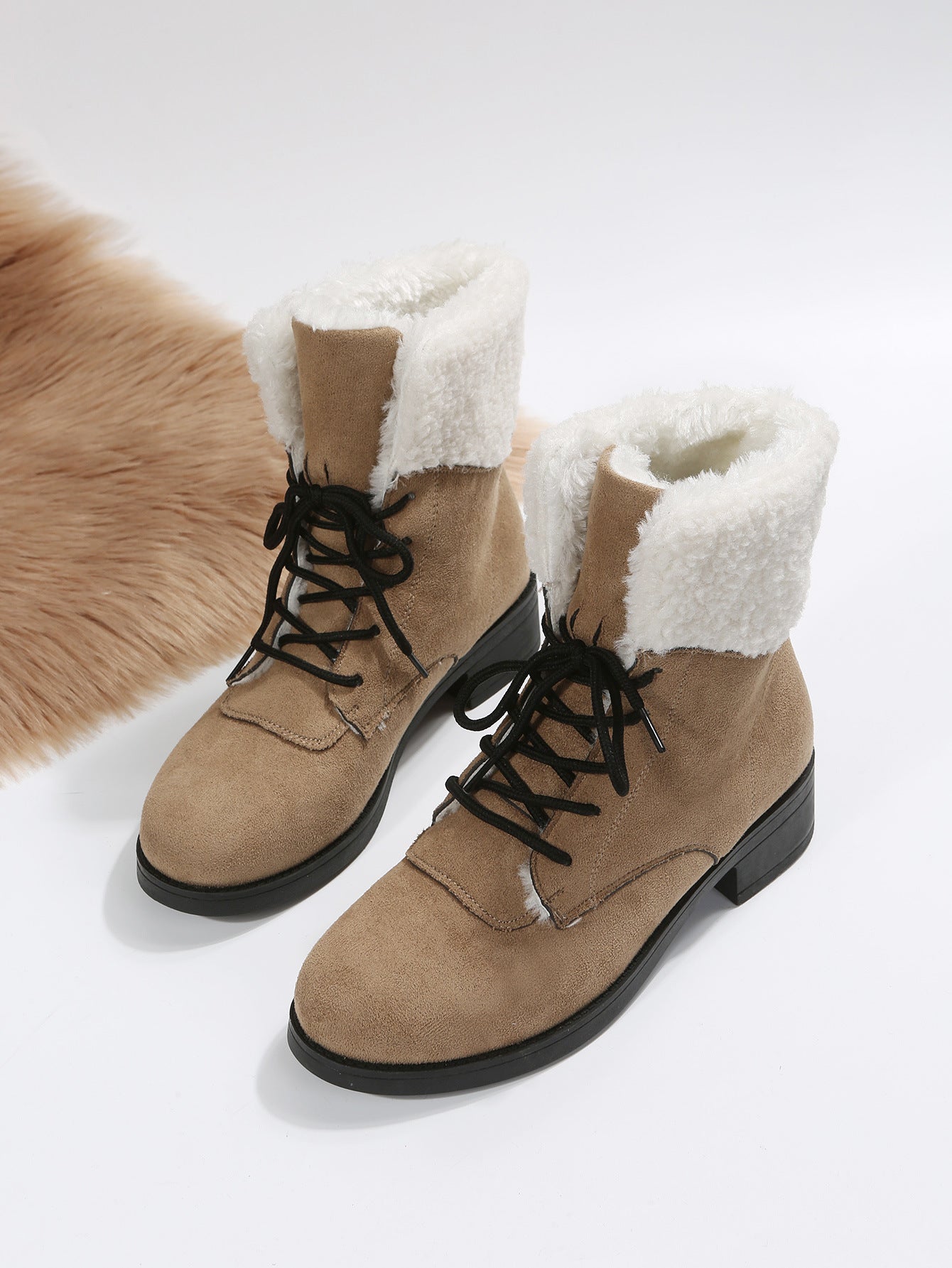 Camel Fleece non-slip Martin boots Snow Booties