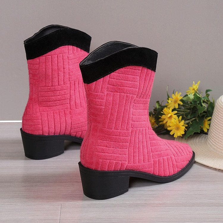 Plush colorful mid-calf boots