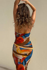 Wild West Backless Halter Maxi Dress