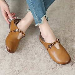 Cow Tendon Soles Handcrafted Leather Slip-On Shoes