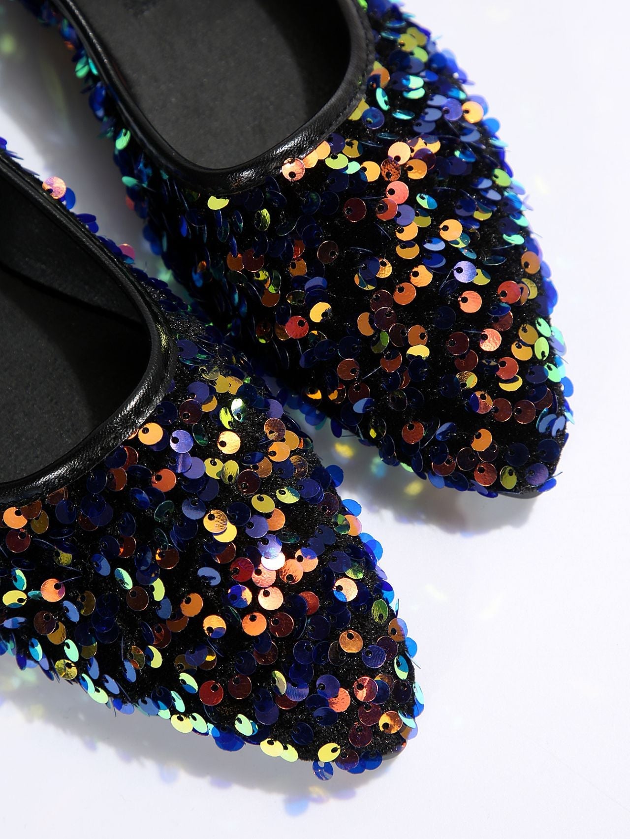 Colorful Sequin Shallow Mouth Flat Ballet Flats