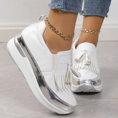 fringed glossy platform shoes