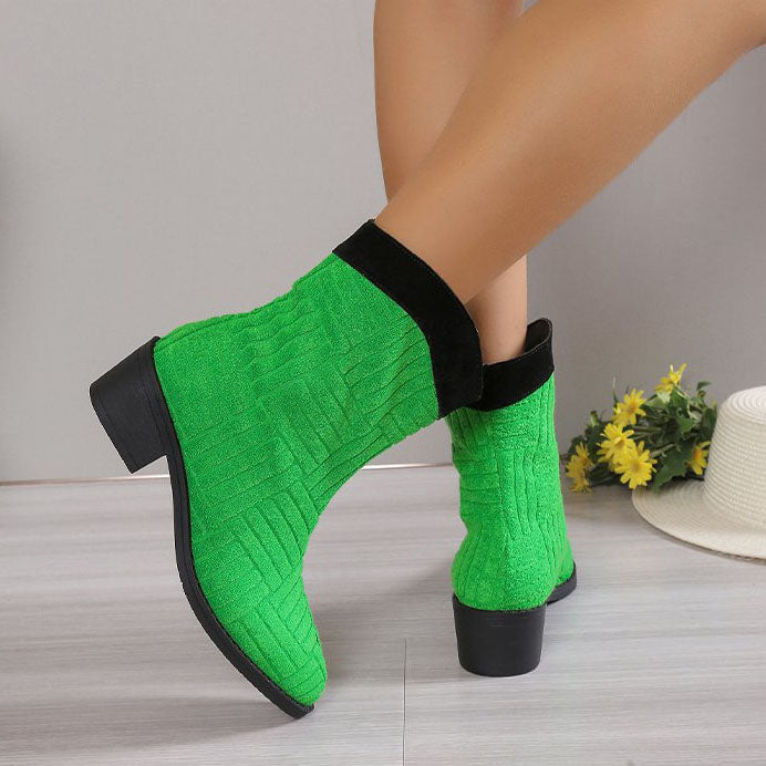 Plush colorful mid-calf boots