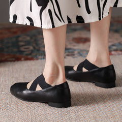 Low Cross Lace Up Square Toe Mary Janes Shoes