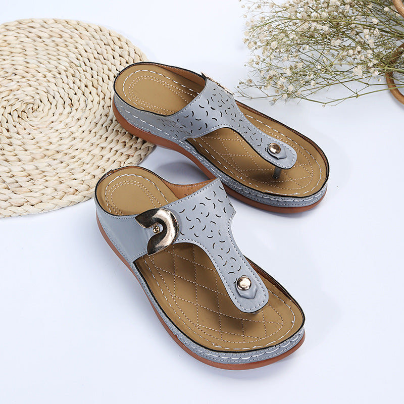 Concise Expose Toe Sewing Flat Slippers