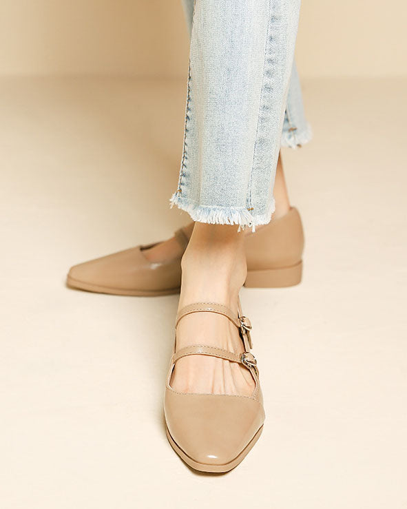 One-line buckle flat Mary Jane shoes