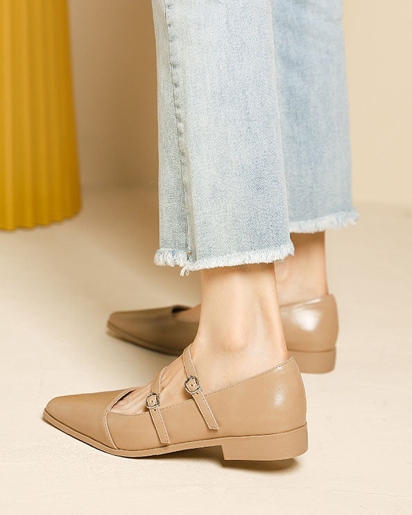 One-line buckle flat Mary Jane shoes