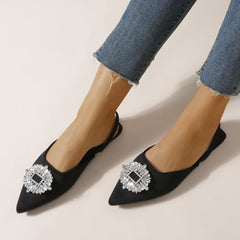 Pointed Toe Rhinestones Flat Sandals