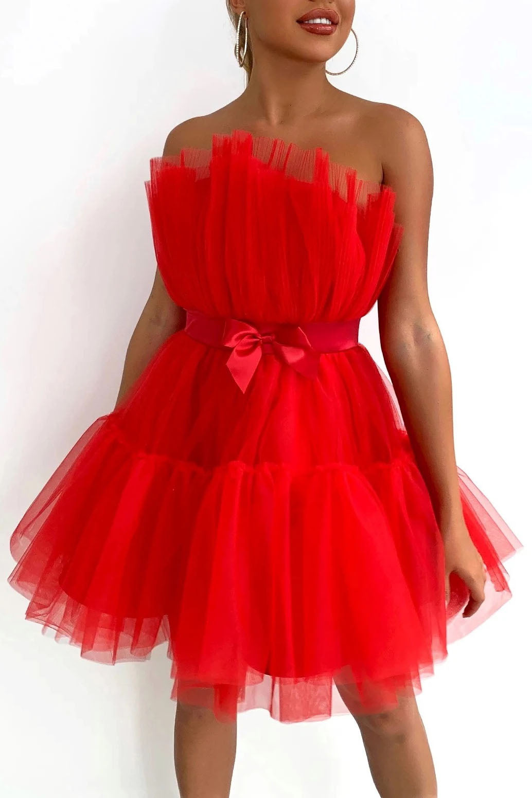 Tube top Mesh Temperament bow tutu Dress