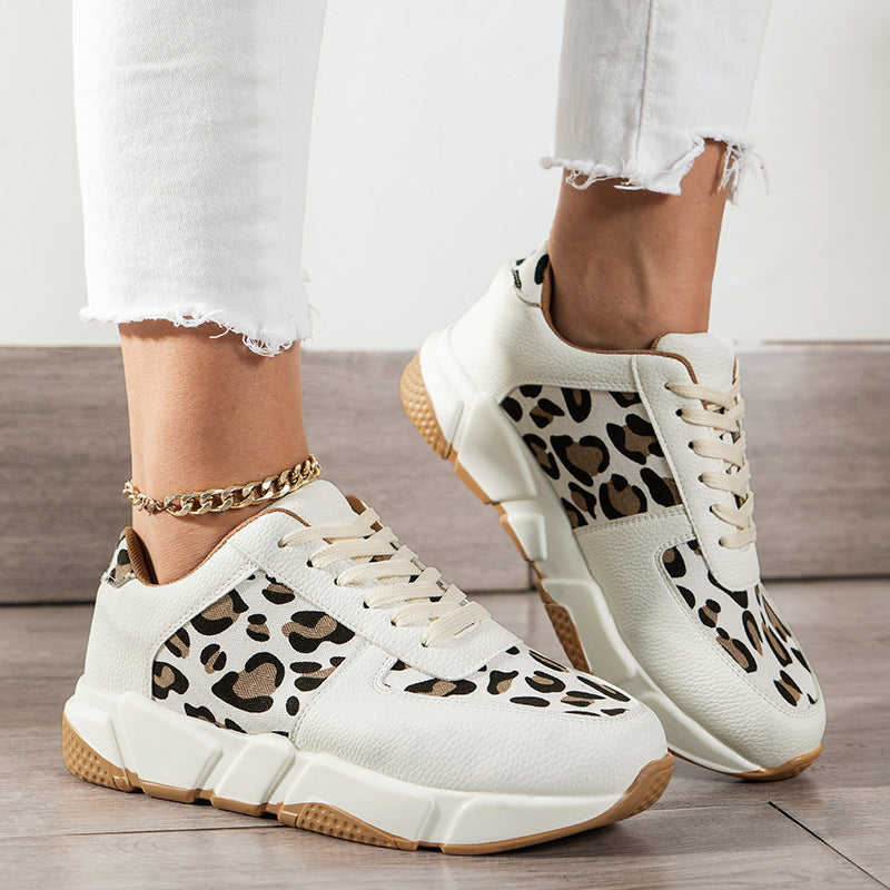 Leopard-patterned Platform PU Sneakers