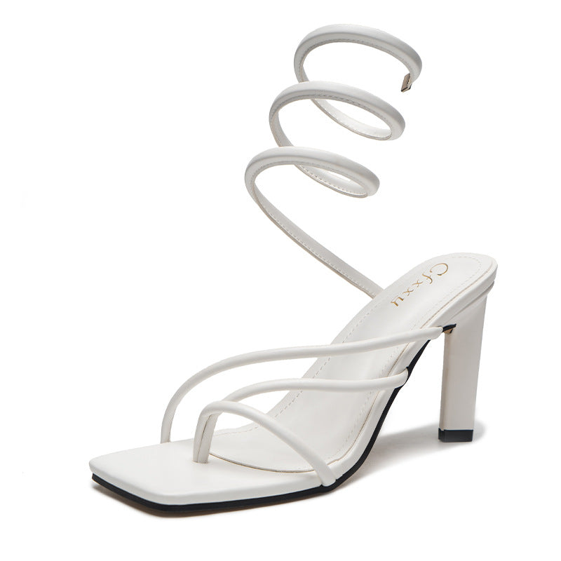 Wrap-around Flip-On Stiletto Sandals