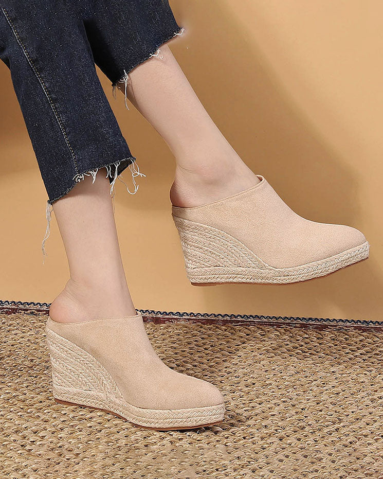 Comfy Closed Toe Backless Slip Espadrille Wedge Sandals