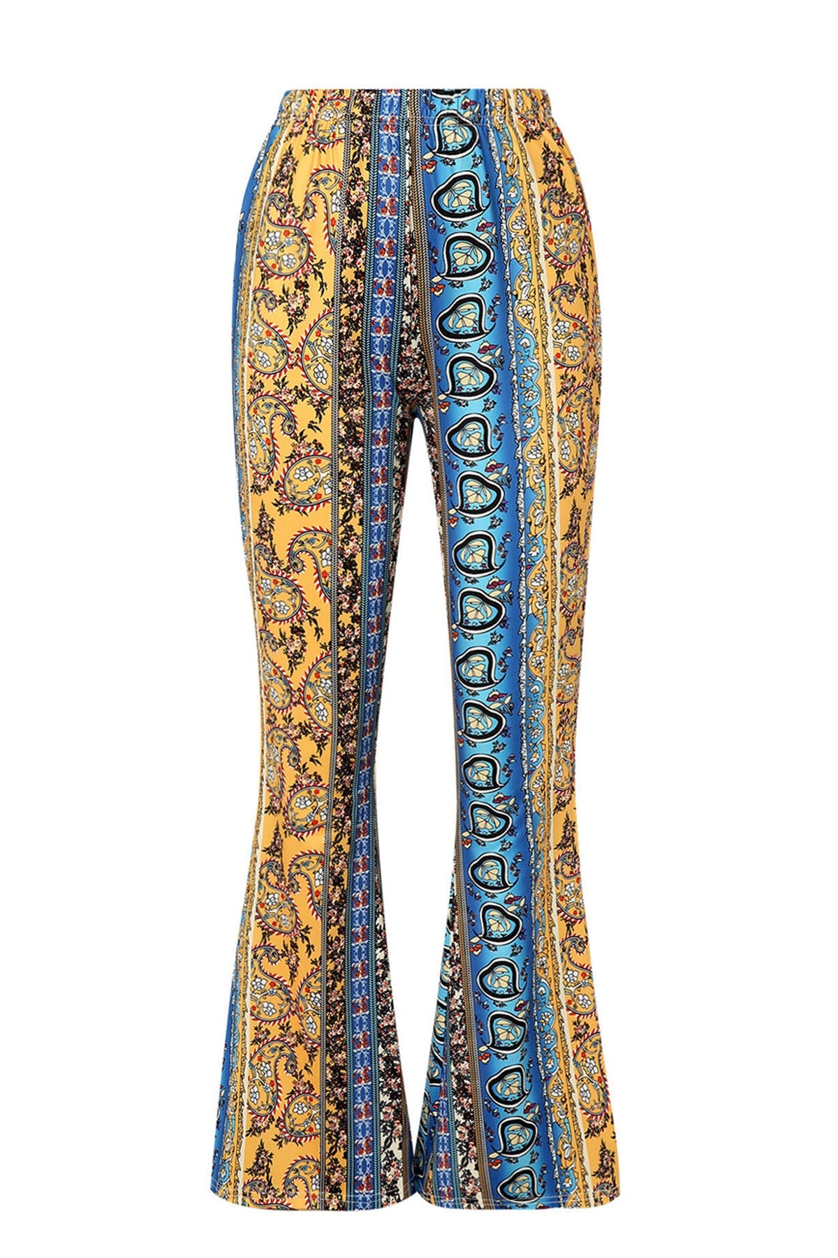 Printed High Elasticity Fitted Flared Leg Pants