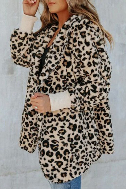 Bold Choices Brown Leopard Teddy Coat