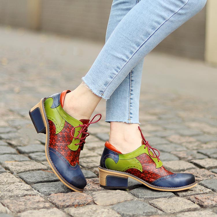 Wonderland Medium Heel Brogue Leather Shoes