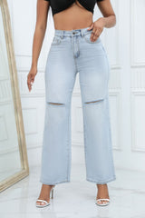 Ripped mid-rise baggy jeans