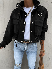 Back In Town Washed Cropped Biker Jacket