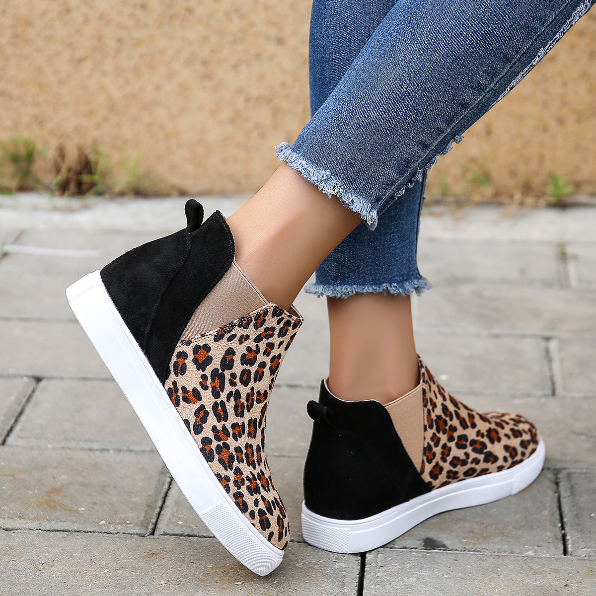 Elastic Leopard Flats Vulcanized Overshoes