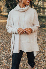 Turtleneck Waffle Dolman Sleeve Sweatshirt