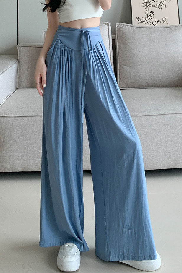 High-Waist Pleated Fluid Wide Leg Pants