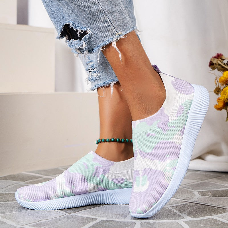 Colorful Fly Knit Slip on Sneakers