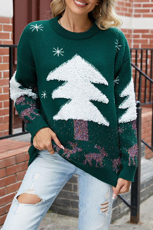 Plush Christmas Tree Pullover Knit Sweater