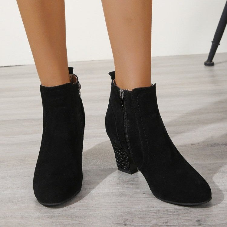 Black Suede Chunky Boots