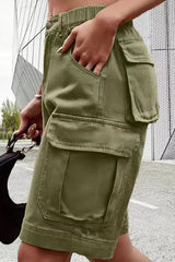 Mid-Rise Utility Cargo Shorts