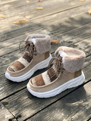 Wool knitted stitching plus fleece snow boots