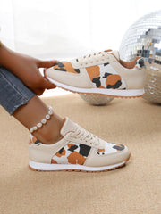 Ribbed Sole Camouflage Lace-up Casual Sneakers