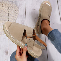 Flat Open Toe Linen Bottom Vintage Sandals