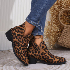 Brown suede leopard simple Chelsea shoes