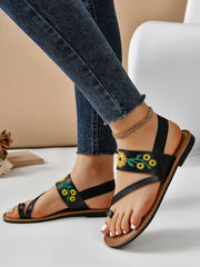 Embroidered flat slingback sandals