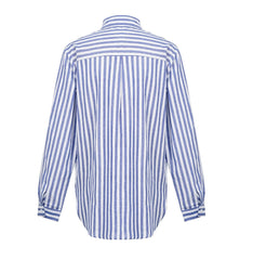 Cotton and Linen Washed Striped Single-breasted Shirt