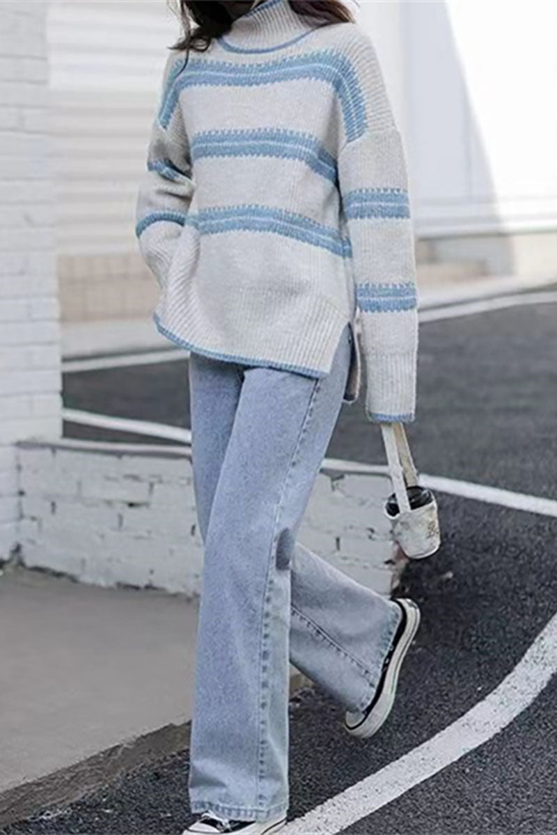 Here For You Striped Turtleneck Sweater